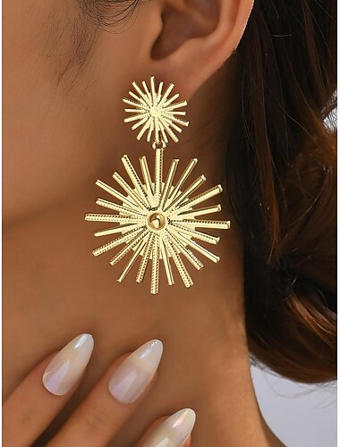  Statement-Ohrringe aus Gold mit Sonnenschliff für Damen – auffällige geometrische Tropfenohrringe für Partys, Hochzeiten und besondere Anlässe