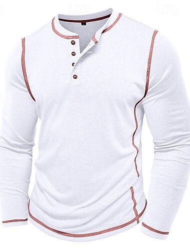  Per uomo maglietta Camicia Henley Maglia a maniche lunghe Liscio Henley Strada Giornaliero Manica lunga Bottoni Abbigliamento Di tendenza Originale Informale Comodo