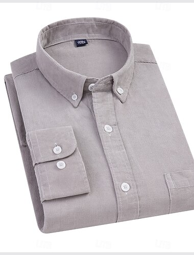 Herren Hemd Cord Hemd Overshirt Plaid Outdoor Strasse Dunkelmarine Hell Gray Kaffee Grau Langarm Winter Frühling & Herbst Bekleidung