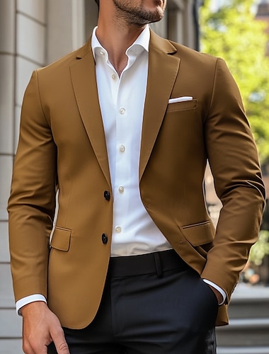  Veste de blazer pour homme Veste de sport décontractée unie Blazer bleu marine marron gris clair coupe standard à boutonnage simple à deux boutons