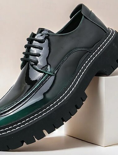  chaussures oxford à plateforme en similicuir verni pour hommes avec semelle crantée épaisse - chaussures formelles et décontractées élégantes pour le bureau, les événements et les fêtes