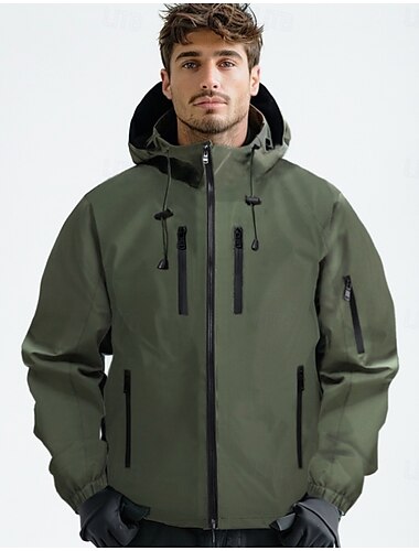  Voor heren Outdoor jas Zak met rits Meerdere zakken Lente Herfst Winter Effen Kleur Sport Neutrale Capuchon Zwart Wit Leger Groen Rode roos Jacks