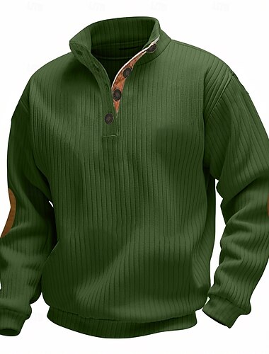  Per uomo Felpa Velluto a coste Maglione Nero Bianco Verde Cachi Grigio Colletto Mao Color Block Sportivo Informale Giornaliero Streetwear Informale Inverno Primavera & Autunno Abbigliamento Felpe con