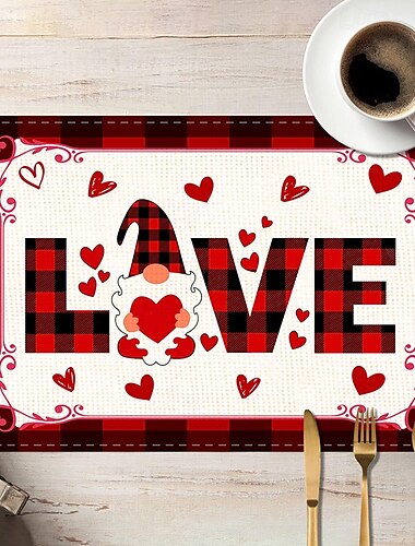  Tischsets zum Valentinstag, 4er-Set, romantische und dekorative Tischsets mit Herz- oder Rosenmuster, langlebig und hitzebeständig, perfekt, um Ihrer Esstischdekoration einen Hauch von Liebe zu