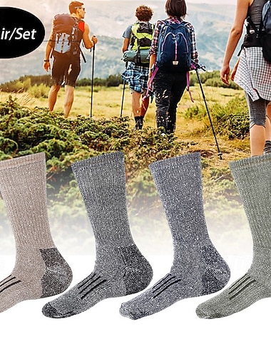  4 pares Hombre Calcetines de senderismo Calcetas Mantiene abrigado Suave Eslático Cómodo Invierno Al aire libre Retazos Lana Verde Ejército Azul Café para Caza Ciclismo / Bicicleta Camping