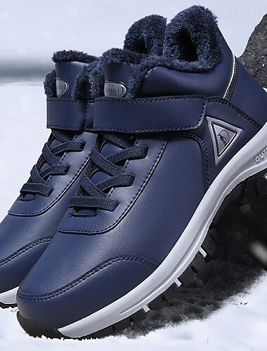  Herren Winter Outdoor Wanderschuhe - warme, pelzgefütterte, wasserdichte Sneaker mit rutschfester Sohle und Klettverschluss