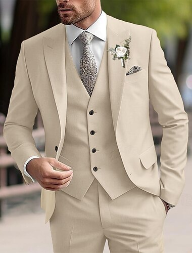  Trajes de fiesta de boda para hombres en rosa y púrpura moda empresarial verano color sólido ajuste estándar de tres piezas con un solo pecho y dos botones