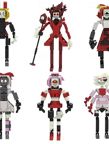  6er-Pack Hazbin-Hotel-Bausteine, Spielzeug, fantasievolles Konstruktionsspielset, Bausteine, Actionfigur, Geburtstagsbausteine für Erwachsene, Kinder, Fans