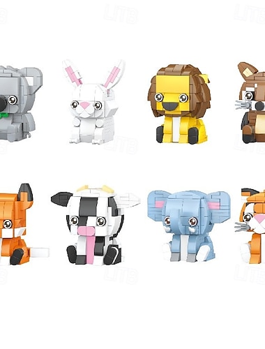 8 peças de lembrancinhas para crianças, sacolas de guloseimas, mini blocos de construção, mundo animal, tigre, blocos de construção, conjuntos de construção, brinquedos de haste para festa de
