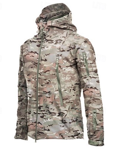  Herren Hoodie Jacke Fleecejacke für Wanderer Winter Draussen Patchwork Windundurchlässig Warm Weich Komfortabel Vliesjacken Voller Reißverschluss Camping / Wandern / Höhlenforschung Reisen Wintersport