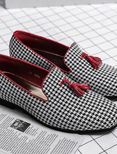  elegante Herren-Loafer mit Hahnentrittmuster und Quaste - perfekt für Hochzeiten und Partys