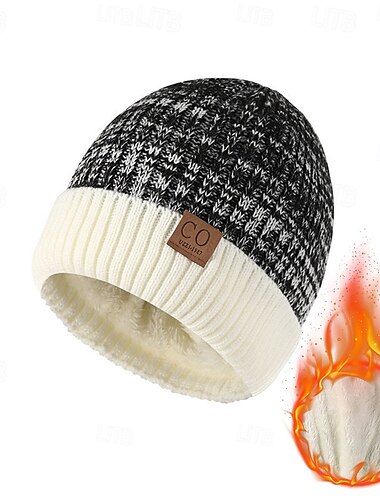  Hombre Unisexo Sombrero de Beanie Sombreros de invierno Gorros 骷髅头毛线帽 Sombrero tejido Negro Azul Marino Oscuro Poliéster De Punto Acogedor Ropa Cotidiana Noche Bloque de color Templado