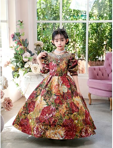  Rokoko Vintage inspiriert Kleid Partykostüm Maskerade Prinzessin Shakespeare Einfarbig Ballkleid Mädchen Halloween Karneval Kindertag Party Geburtstag Ferien Kinder Kleid Ganzjahres