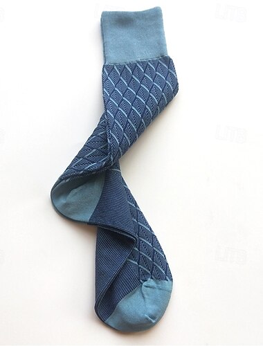  Herren 1 Paar Socken Gelb Rote Farbe Karomuster Kariert Geometrie Formell Hochzeit Jahrestag Dünn Frühling & Herbst Strickware Elegant