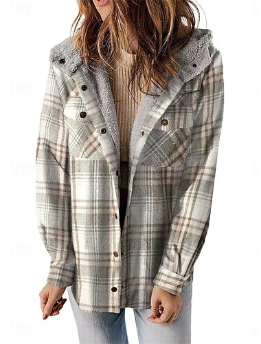  Γυναικεία Χειμερινό παλτό Μπουφάν fleece Μπουφάν με κουκούλα ΕΞΩΤΕΡΙΚΟΥ ΧΩΡΟΥ Δρόμος Καθημερινά Ρούχα Φθινόπωρο Χειμώνας Κανονικό Παλτό Κανονικό Διατηρείτε Ζεστό Αναπνέει Στυλάτο Καθημερινό Σακάκια