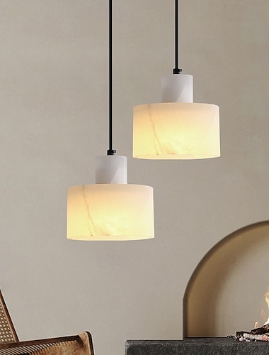  lampada a sospensione creativa wabi-sabi in marmo alabastro altezza regolabile con base e27 lampada a sospensione 110-240v 14cm