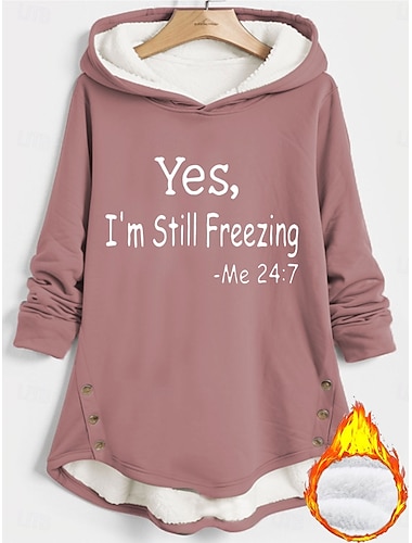  Sudadera con capucha para mujer, jersey con letras sherpa, estampado deportivo informal, cálida, suave y cómoda, sudadera con capucha de manga larga, top microelástico para otoño&amp;Tejido suave,