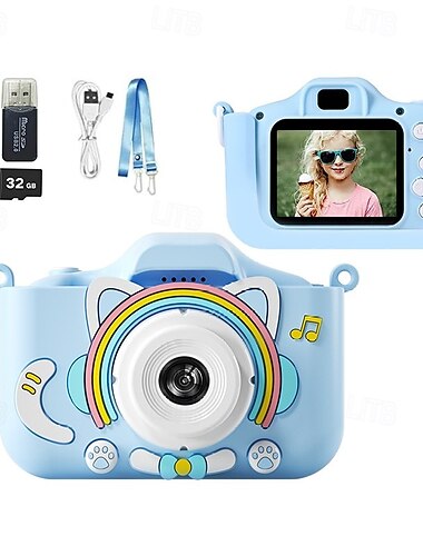  appareil photo numérique pour enfants pour filles de 3 à 8 ans, appareil photo pour tout-petits 9600w pour enfants avec carte SD 64 Go, jouets pour filles de 6 à 8 ans, cadeaux d'anniversaire de Noël
