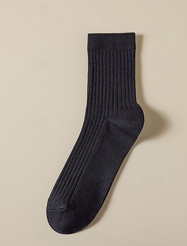  Herren 1 Paar Socken Schwarz Weiß Farbe Einfarbig Mittel Frühling Herbst Winter Strickware Elegant
