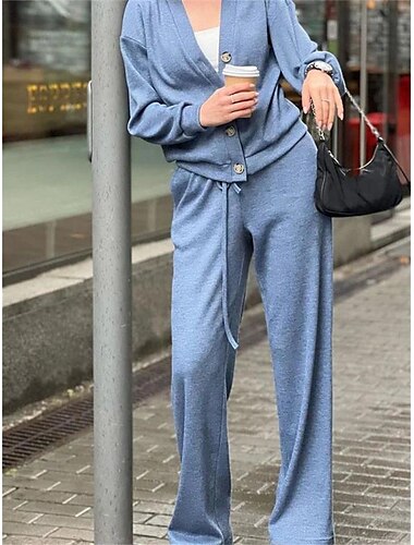  Loungewear-Set für Damen, Strickjacke, Jogginghose, Kordelzug, neutrales Taupe, entspannte Passform, bequemes Home-Casual-Outfit, Frühling, Herbst, vielseitige Größen