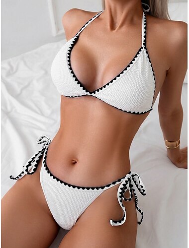  Damen Badeanzug Bikinis Bademode Elegant Modisch Feste Farbe Ärmellos Badeanzüge