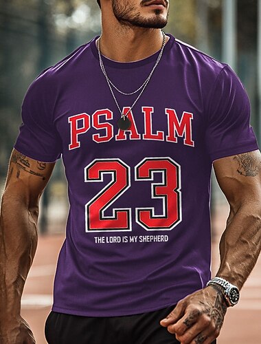  Men's Faith T Shirt Short Sleeve T shirt 3D Print Crew Neck Shirt Fashion Athleisure Street Sports Outdoor Daily Black Blue Purple Summer Spring Clothing Apparel S M L XL XXL XXXL