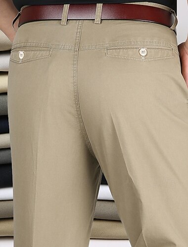  Homme pantalon de costume Pantalon Chino Boutons Poche Jambe droite Plein Confort Formel Soirée Travail Mode Style classique Kaki foncé Kaki clair Micro-élastique