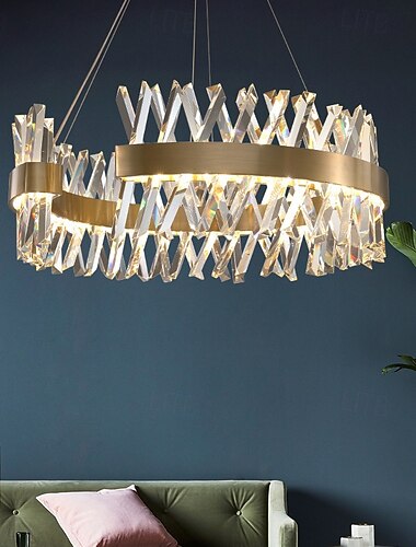  barra de cristal levou lustre pós moderno luminária pendente lustre de cristal moderno de luxo levou 60cm 110-240v