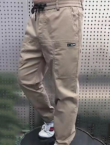  Herren Cargohose Cargohosen Karottenhose Hose Hosen Kordelzug Elastische Taille Glatt tragbar Outdoor Täglich Campen und Wandern Modisch Klassisch Schwarz Khaki