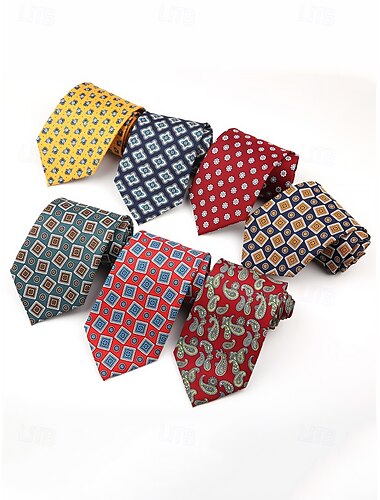  retromønstret imitert silkeslips for menn - vintage slips med blomster og geometrisk trykk for formell og forretningsmessig bruk