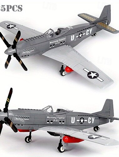  258 stuks p-51 mustang militaire jager bouwstenen leger educatieve stenen voor kinderen verjaardagscadeaus kerstcadeaus