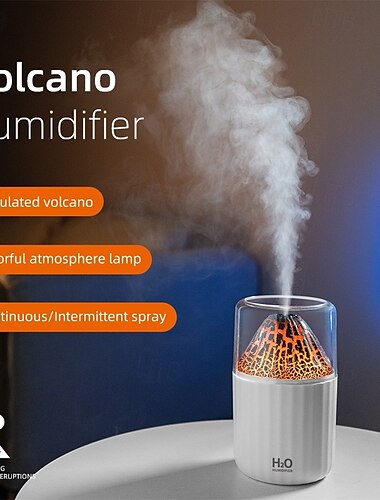 vulkanisk luftfuktare hem sovrum regnbåge atmosfär ljus aromaterapi maskin liten stationär låga luftfuktare