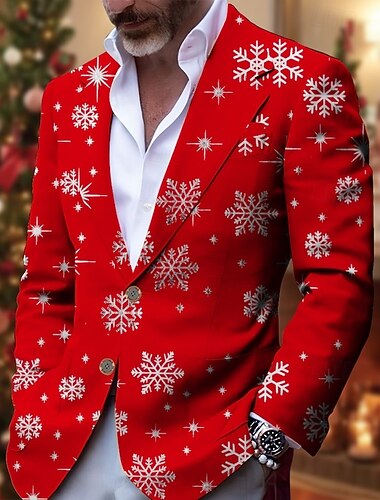 Herren Neujahrsblazer Blazer Sakko Leistung Neujahr Cocktailparty Modisch Brautkleider schlicht Frühling & Herbst Polyester Schneeflocke Knopf Tasche Komfortabel Einreihiger Verschluss Blazer Schwarz   Herren Neujahrsblazer Blazer Sakko Leistung Neujahr Cocktailparty Modisch Brautkleider schlicht Frühling & Herbst Polyester Schneeflocke Knopf Tasche Komfortabel Einreihiger Verschluss Blazer Schwarz