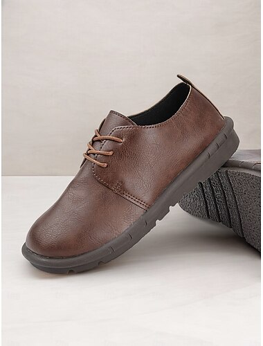  braune Herrenschuhe aus Kunstleder zum Schnüren und mit bequemer, rutschfester Sohle – perfekt für den Alltag
