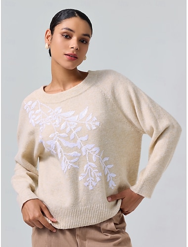  pull en laine mélangée brodé en tricot
