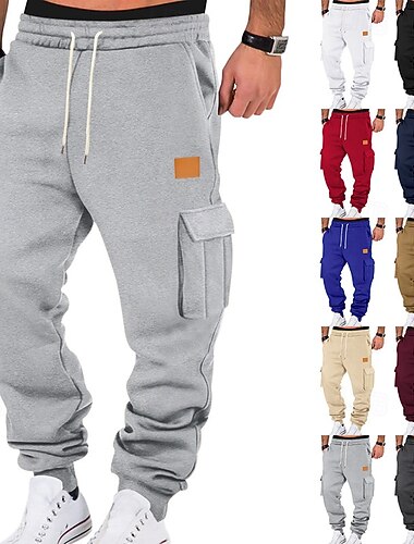  Homme Pantalon Jogger Pantalon Pantalon de survêtement cargo Poche Cordon Taille elastique Plein Confort Sport extérieur du quotidien Mode Décontractées Noir Blanche Micro-élastique