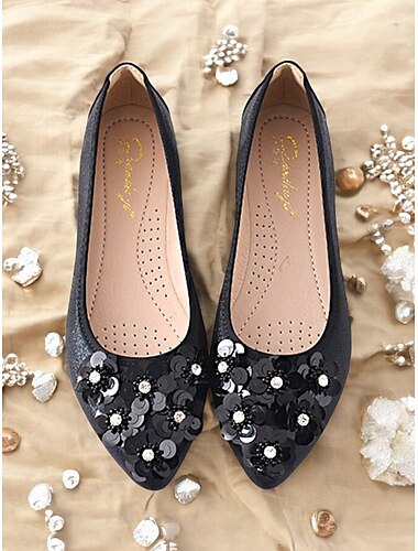  Mit Blumen verzierte, faltbare Ballerinas für Damen – bequeme Ballerinas mit Paillettendekor für Hochzeiten und besondere Anlässe