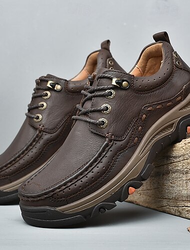 braune Wanderschuhe aus Kunstleder für Herren mit Schnürverschluss – bequem und langlebig, perfekt für Abenteuer im Freien