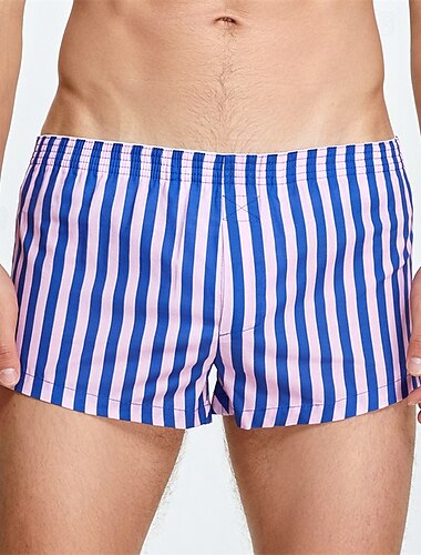  Herren 1 pc Unterwäsche Boxer Boxer-Shorts Elastische Taille 100% Baumwolle Atmungsaktiv Weich Komfortabel Streifen Mittlere Hüfthöhe Weiß Gelb