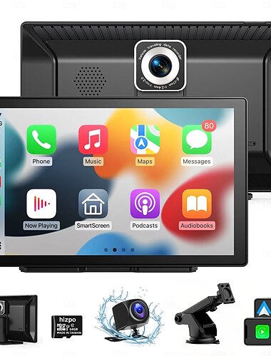  9 inch touchscreen voor apple carplay android auto mirror link bluetooth draagbare autoradio radio-ontvangers gps-navigatie met 4k dashcam 1080p achteruitrijcamera