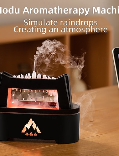  flame eterisk olja diffusor regndroppsdiffusor sovrum aromaterapi doft luft diffusor aromavskiljare 300ml med tidsbestämt dyster nederbörd och regndroppar