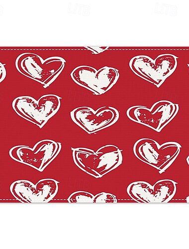  Tischsets zum Valentinstag, 4er-Set, romantische und dekorative Tischsets mit Herz- oder Rosenmuster, langlebig und hitzebeständig, perfekt, um Ihrer Esstischdekoration einen Hauch von Liebe zu
