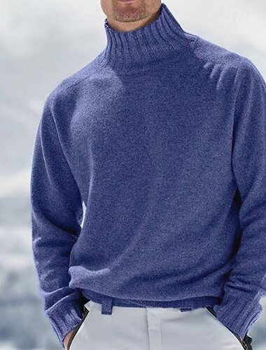  Férfi Pulóver Pulóver pulóver Férfi teknős nyakú jumper Jumper Bordázott Kötött Szokványos Kötött Sima Körgallér Modern Kortárs Munka Hétköznapi viselet Ruházat Tél Fekete Fehér M L XL