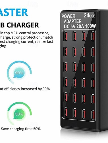  nieuw artikel 5v 20a 100w 24-poorts usb snellaadstationreisbureau usb snelladermulti-poorts laadstation