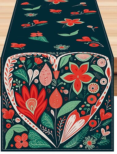  Camino de mesa para el día de San Valentín, decoración romántica de mesa floral con un elegante diseño de rosas, perfecto para agregar un toque de amor y elegancia a la configuración de la cena del