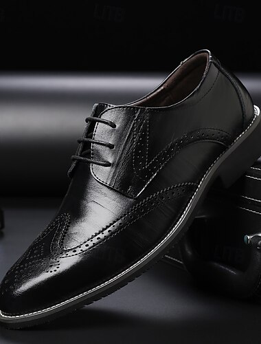  klassische braune Brogue-Oxford-Abendschuhe für Herren – formelle Schuhe aus Kunstleder mit Schnürung für Büro und Veranstaltungen