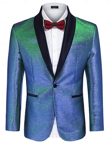  Retro / vintage 1980 luku Kiiltävä metallinen Smokki Puvut ja bleiserit Miesten Karnevaali puku Joulu Halloween Karnevaali Cocktailjuhla Teematapa Pride-paraati Aikuisten Takki
