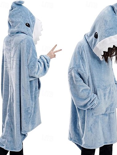  Adulto Color sólido Pijamas de una pieza Manta extragrande con capucha Manta usable con bolsillo Pijamas de una pieza Pijamas Kigurumi Estilo lindo por Hombre y mujer Carnaval Mascarada Dibujos