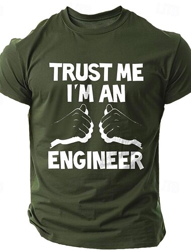  Herren Mit Buchstaben bedruckt Ingenieur T Shirt 100% Baumwolle Kurzarm Grafik Hemd Schwarz Dunkel Blau Armeegrün Bequemes T-Shirt Urlaub Straße Modedesigner-Kleidung