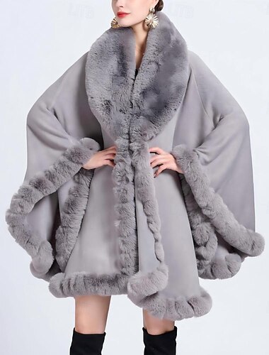  Kunstpelz-Wraps, elegante, süße Damen-Hochzeits-Wraps aus Kaninchenfell mit langen Ärmeln und reiner Farbe für den formellen Frühling